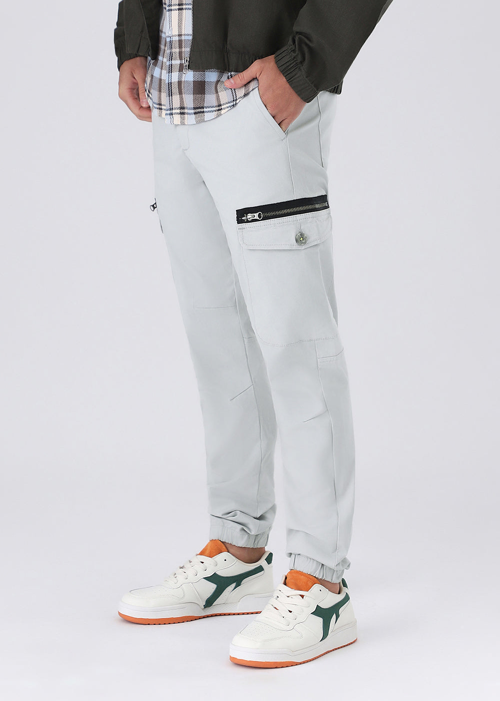 Pearl Gray Elasticated Cargo Pant