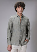 Pewter Green Floral Embroidery Shirt