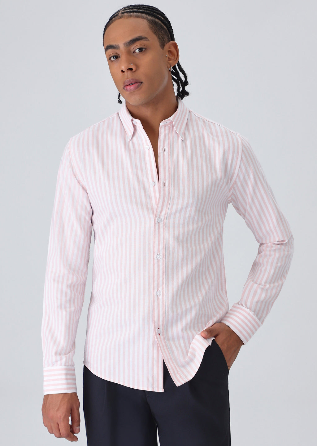 Pink Cotton Oxford Stripe Shirt