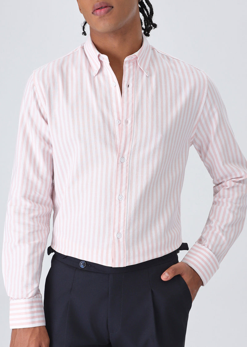 Pink Cotton Oxford Stripe Shirt