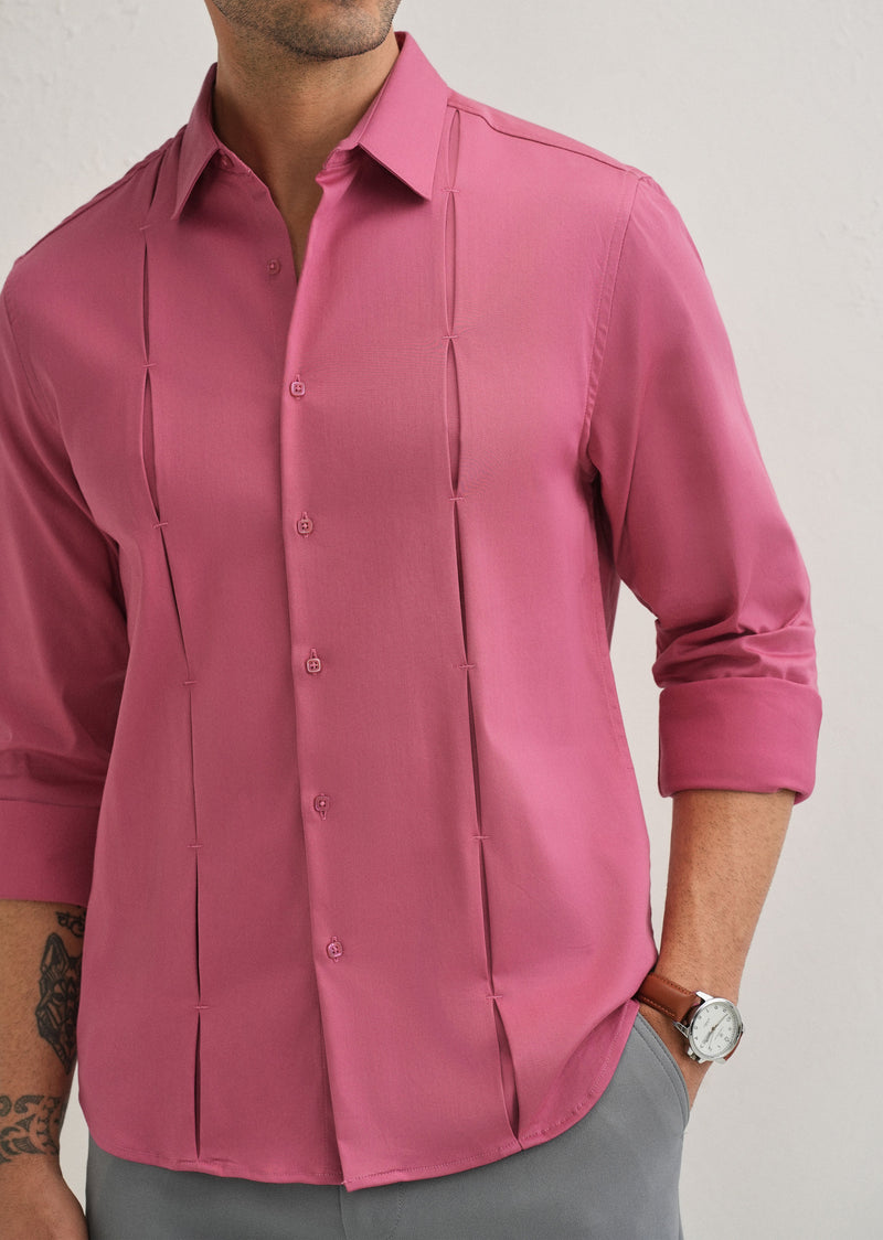 Pink Front Panel Open Pleat Shirt