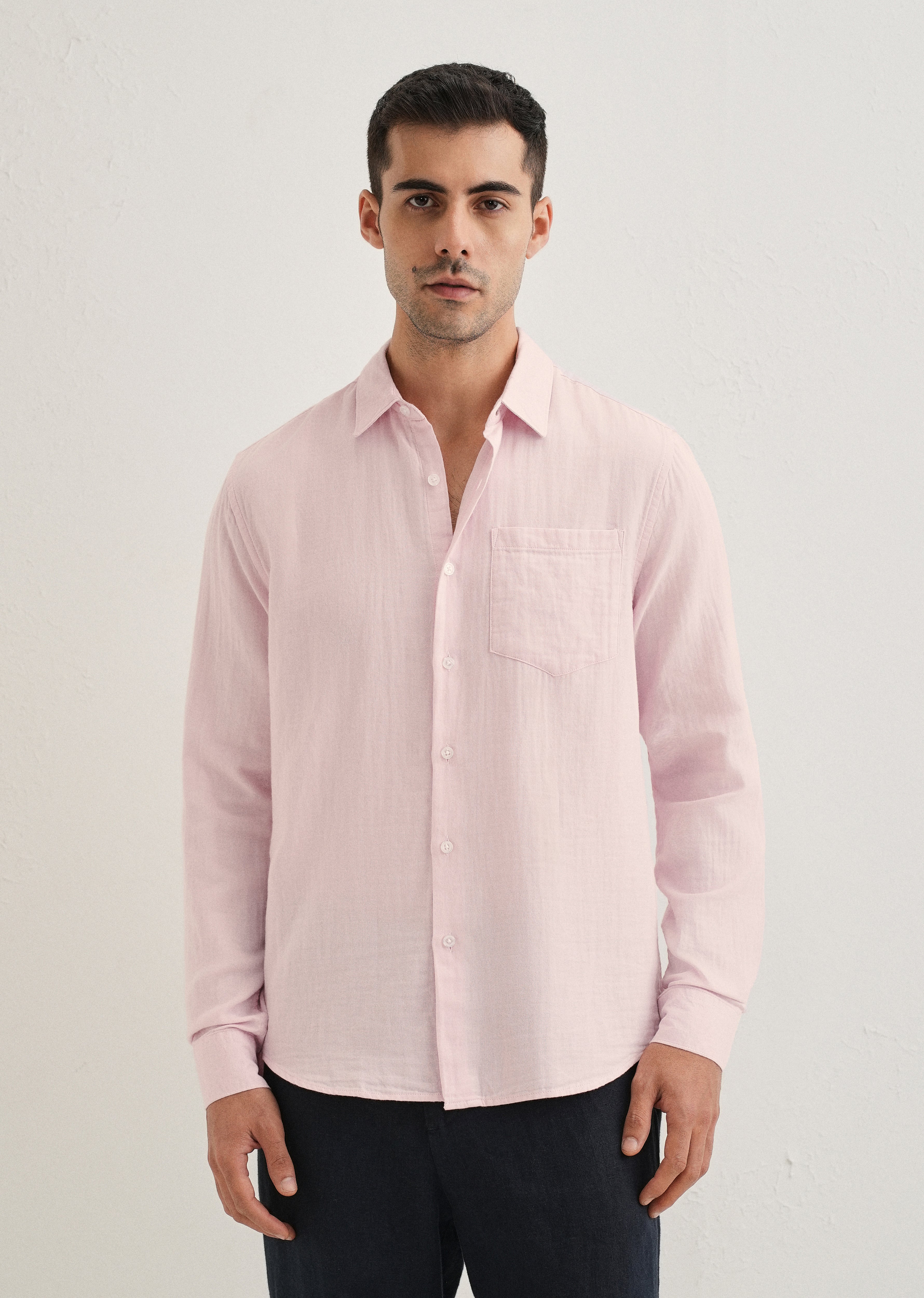Pink Plain Double Cloth Cotton Shirt