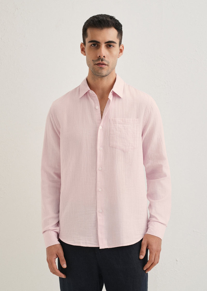 Pink Plain Double Cloth Cotton Shirt