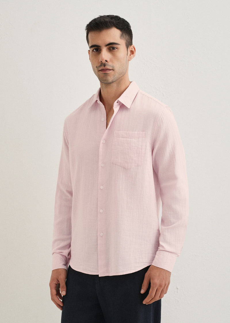 Pink Plain Double Cloth Cotton Shirt