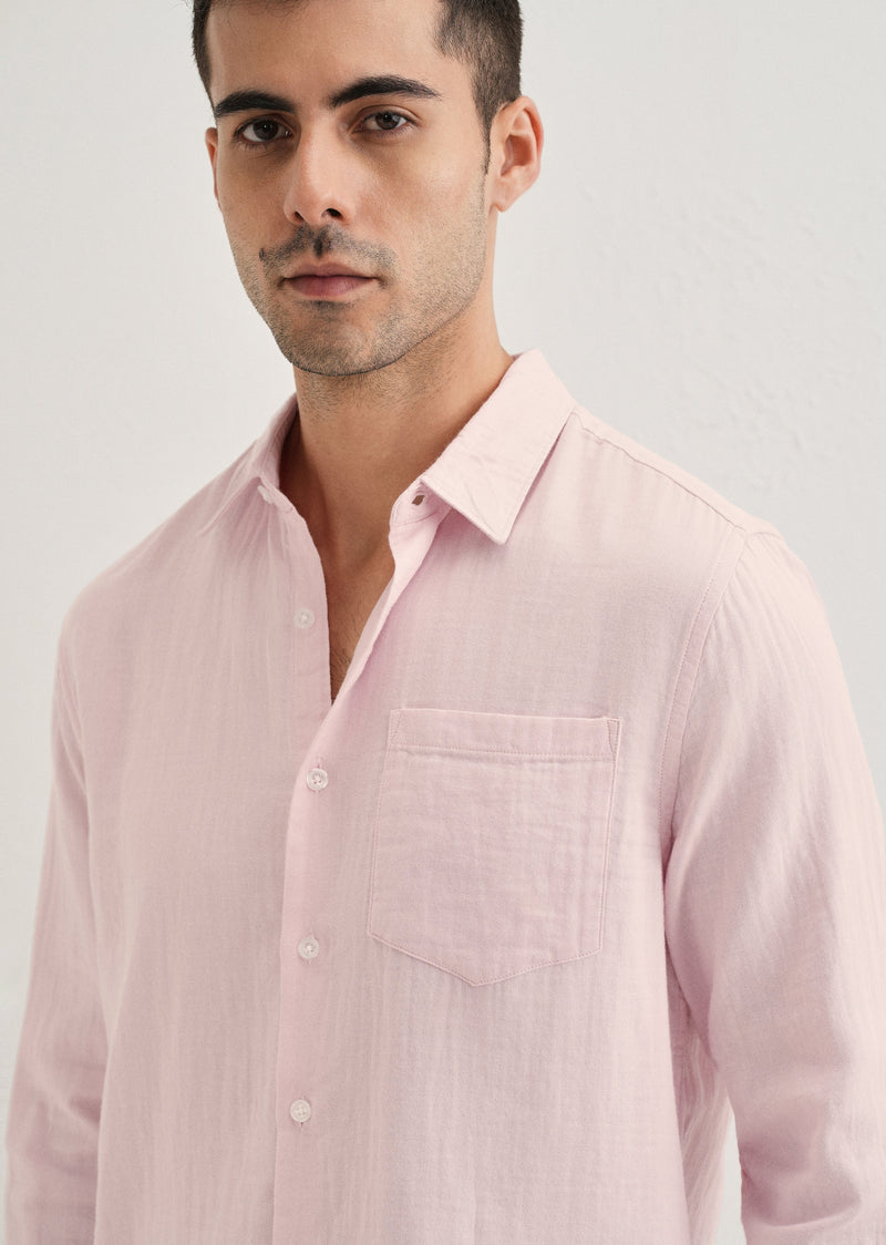 Pink Plain Double Cloth Cotton Shirt