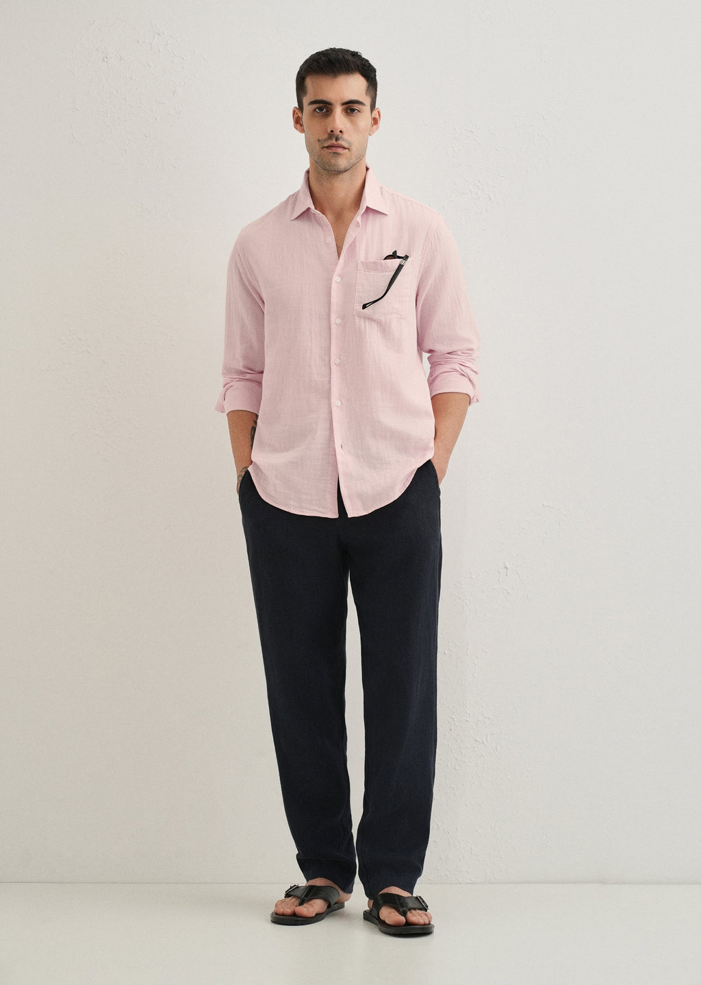 Pink Plain Double Cloth Cotton Shirt
