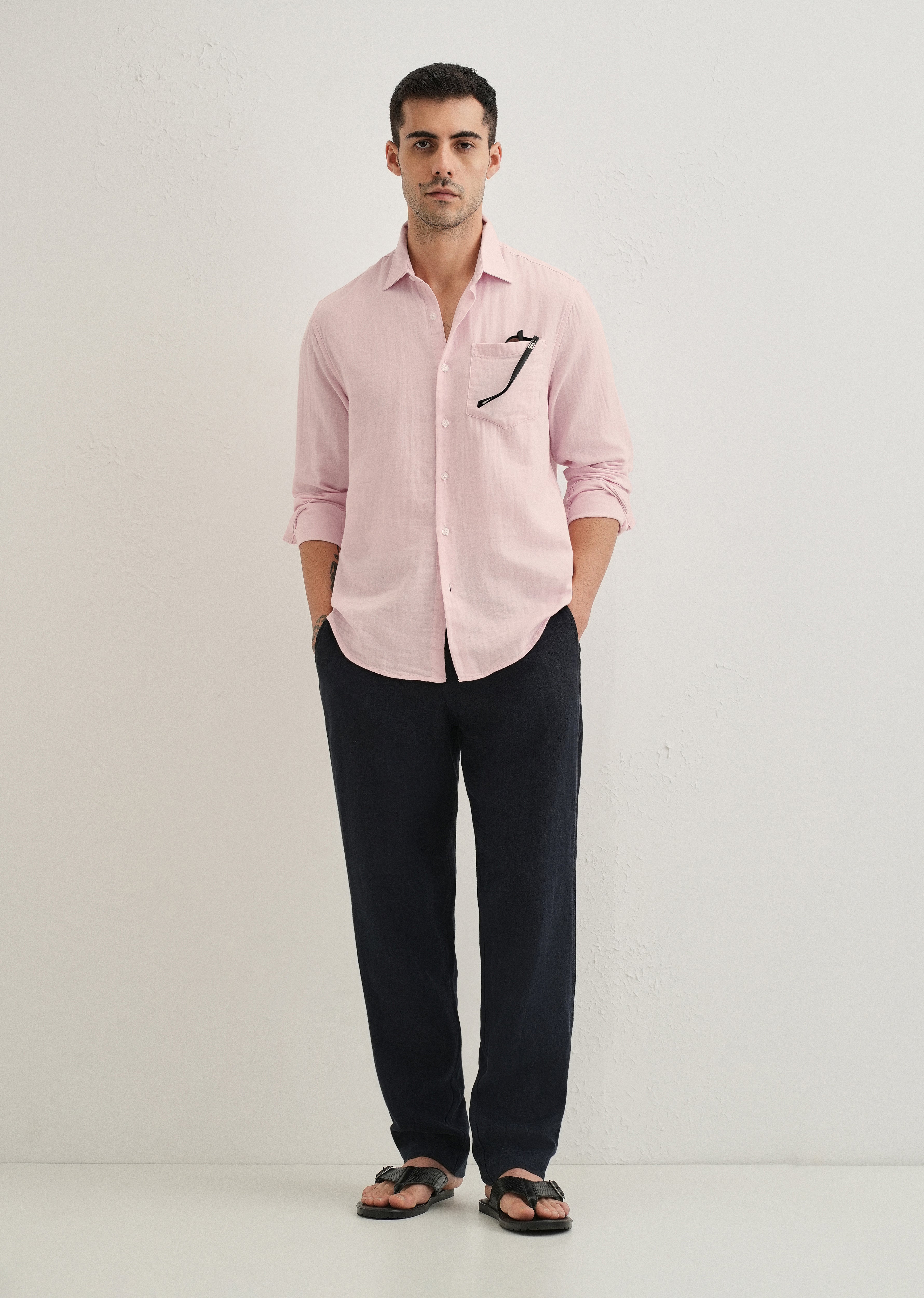 Pink Plain Double Cloth Cotton Shirt