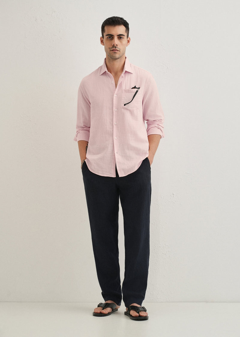 Pink Plain Double Cloth Cotton Shirt