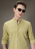 Pistachio Green Plain Knitted Crochet Shirt