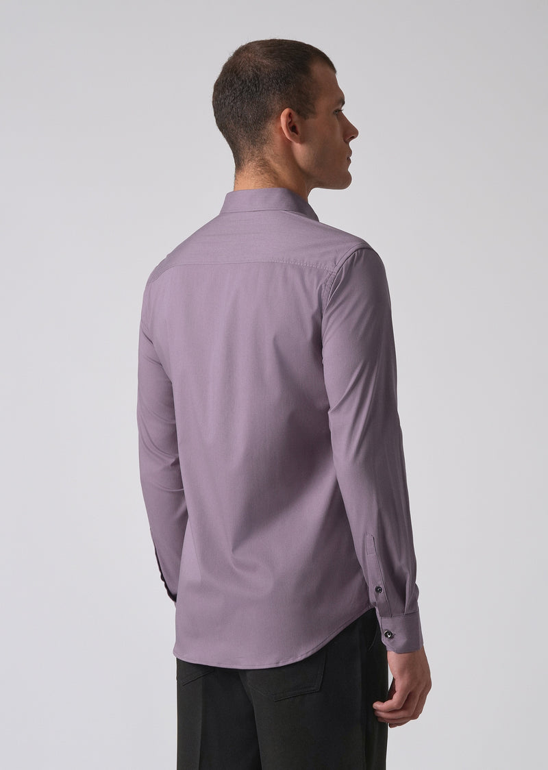 Purple Cotton Stretch Plain Shirt