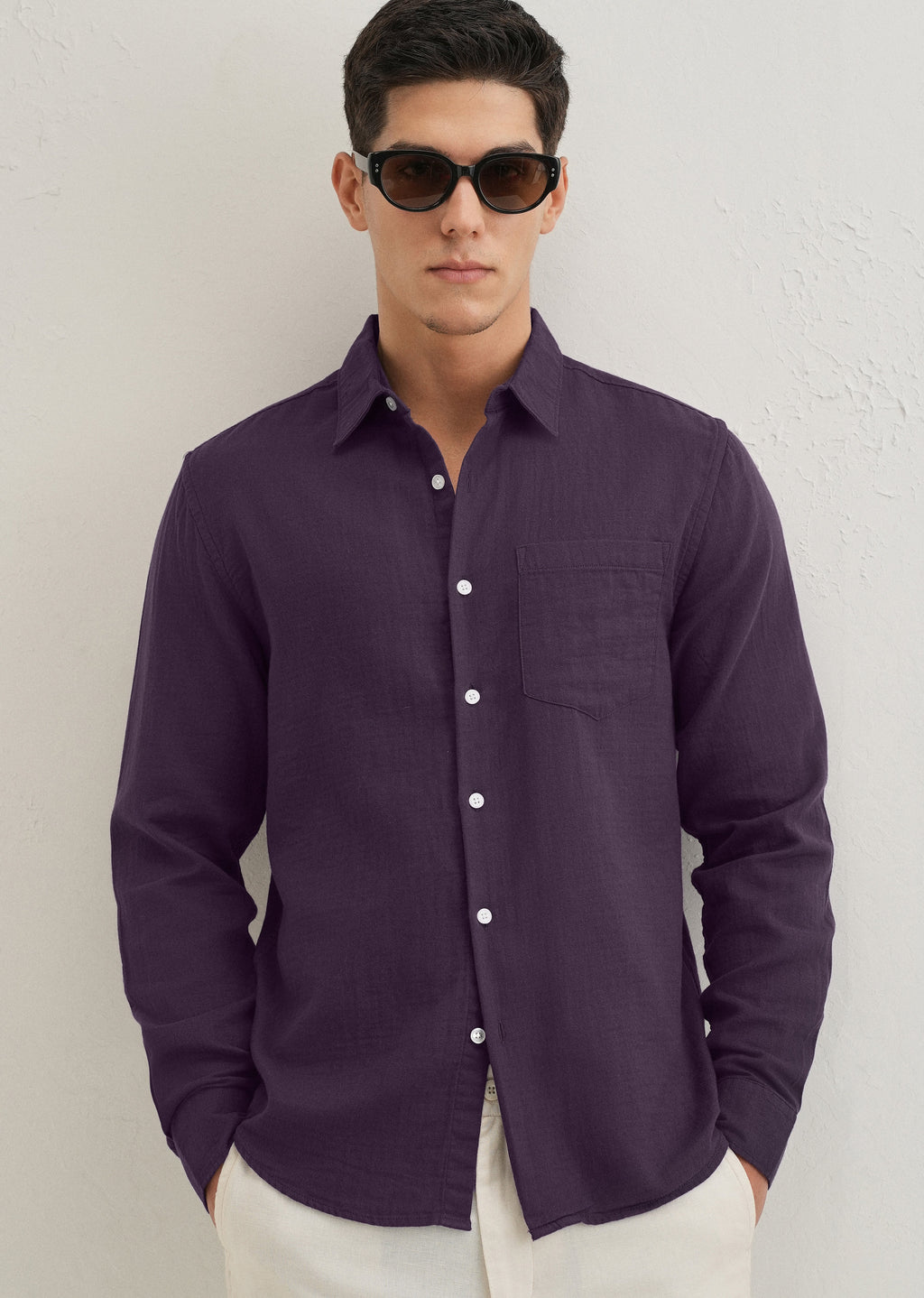 Purple Double Cloth Cotton Shirt