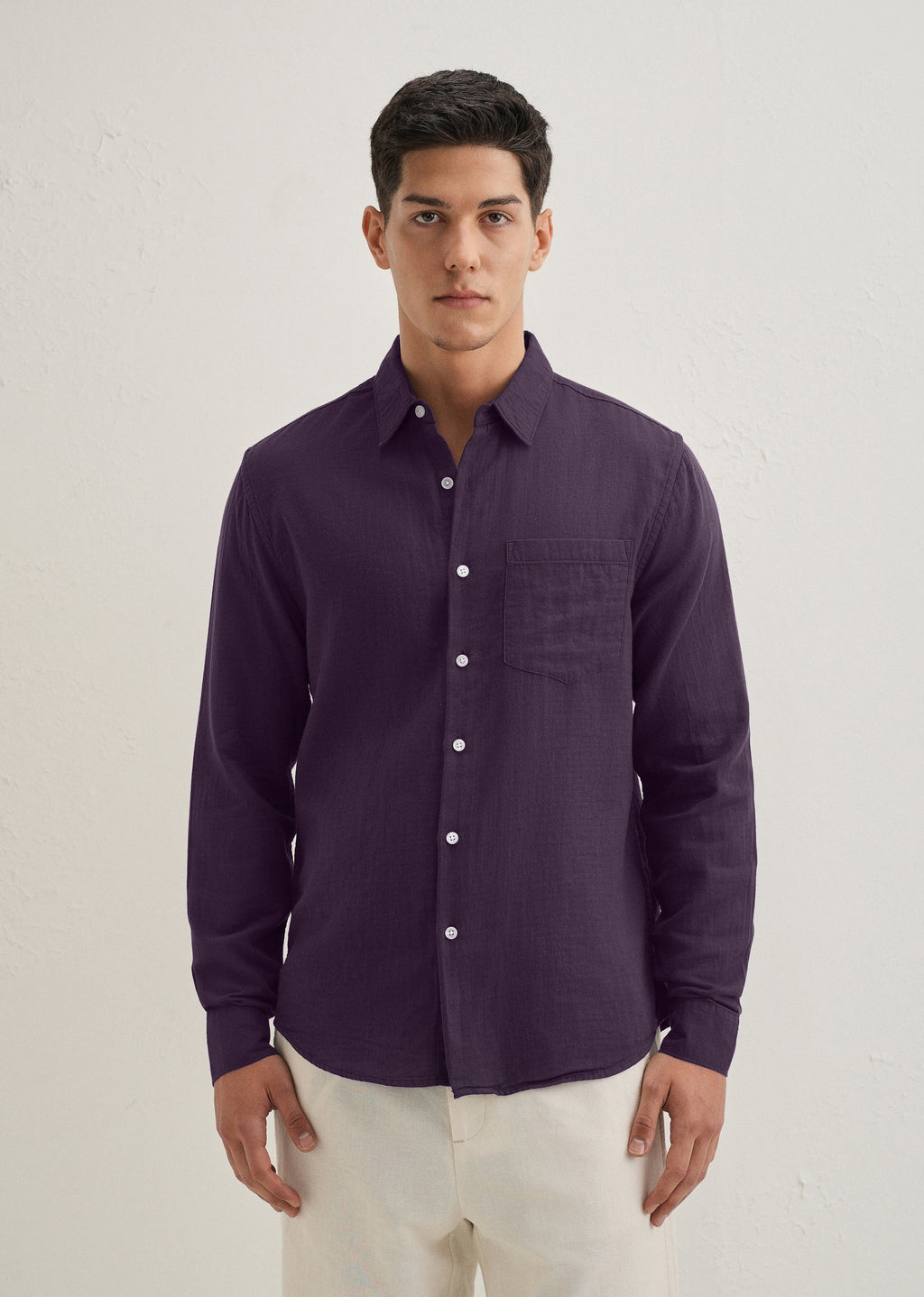 Purple Double Cloth Cotton Shirt