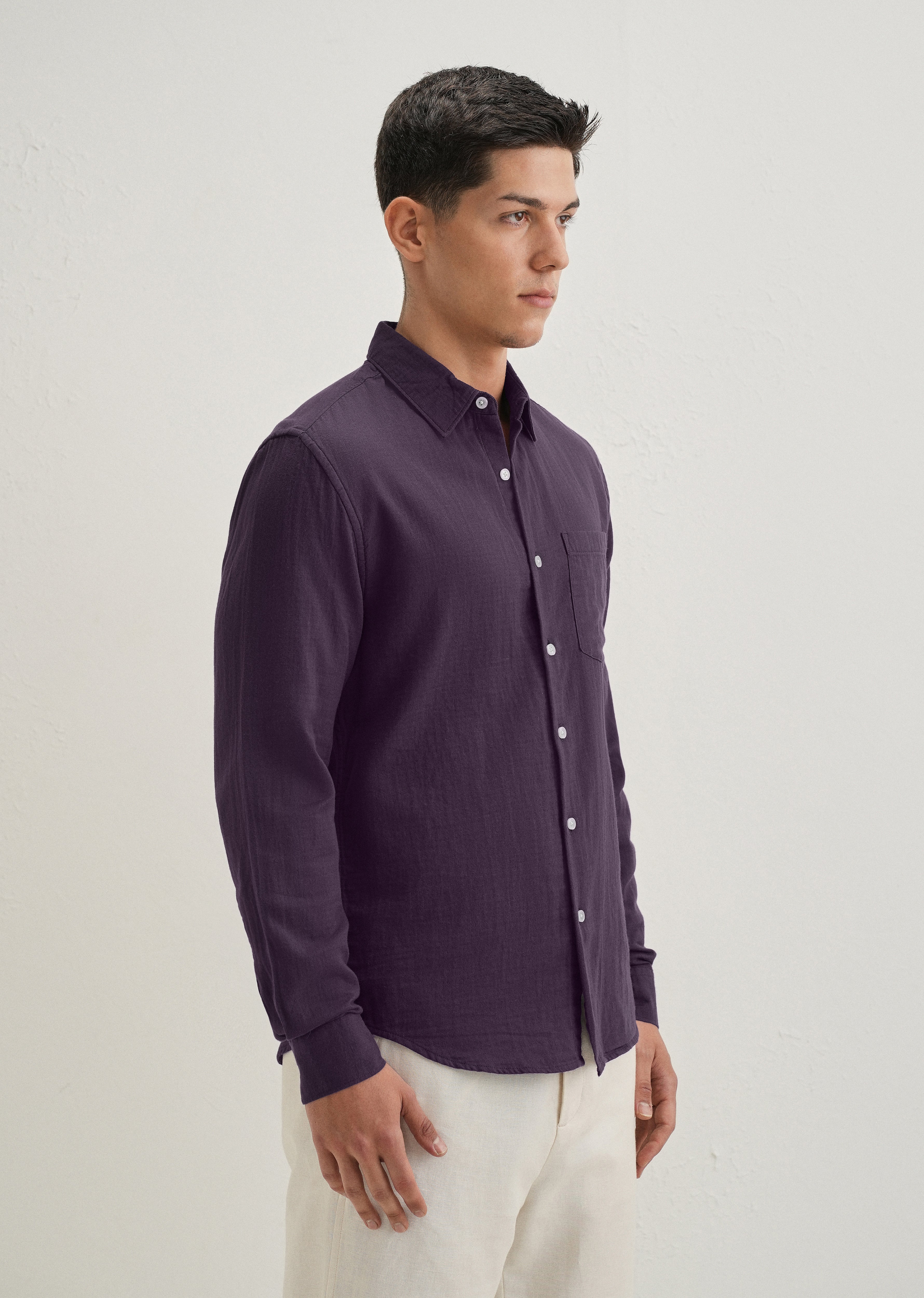 Purple Double Cloth Cotton Shirt