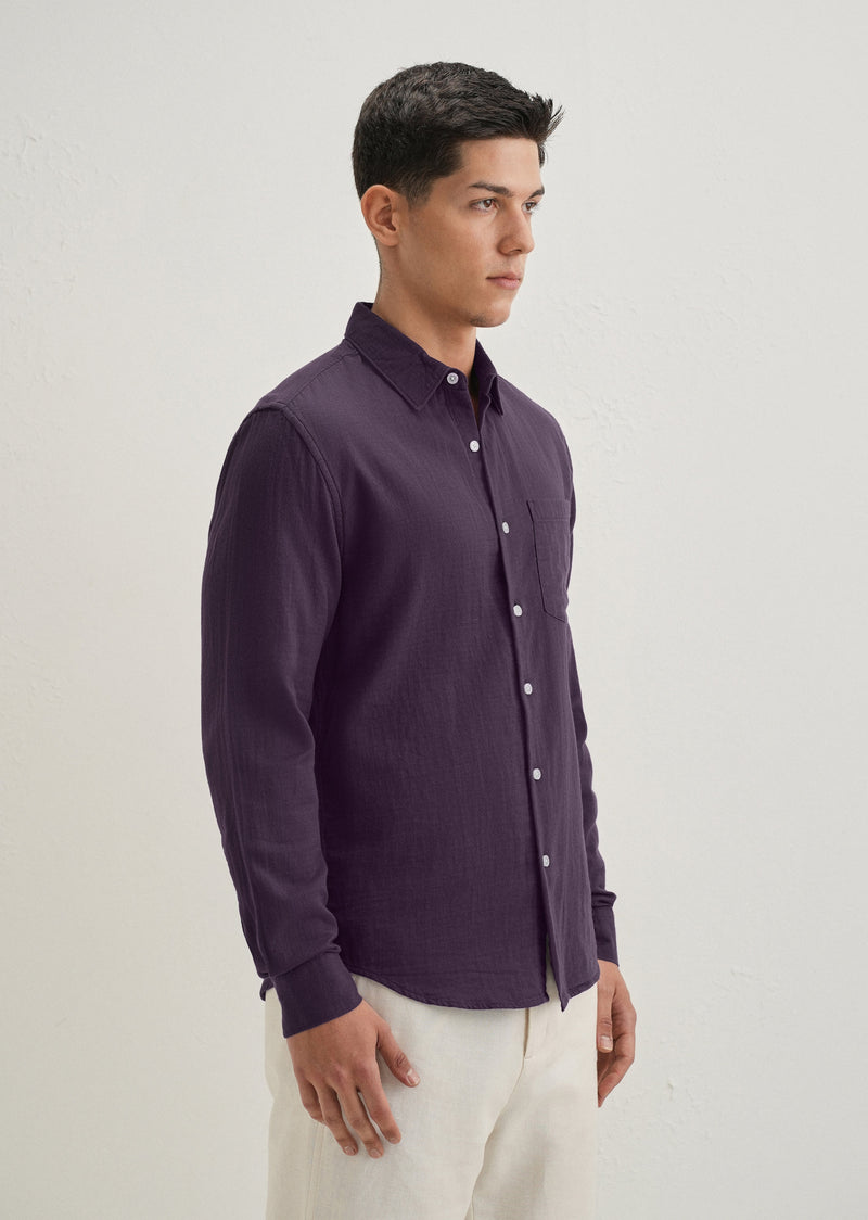 Purple Double Cloth Cotton Shirt