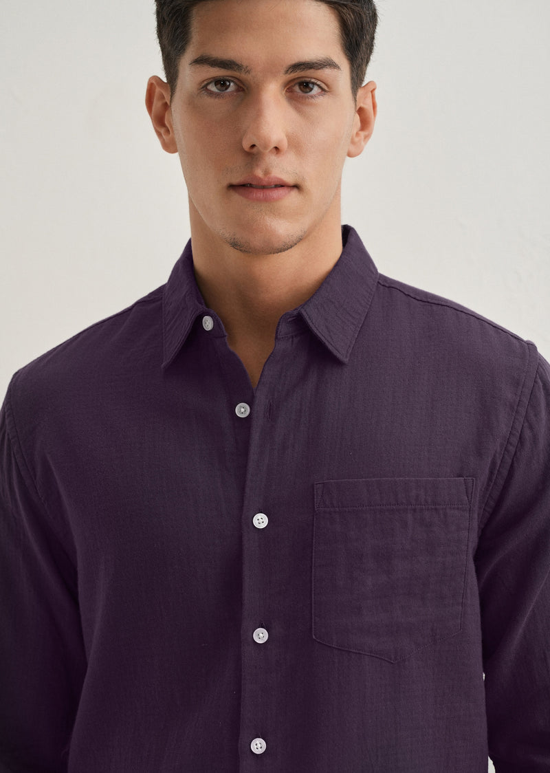 Purple Double Cloth Cotton Shirt