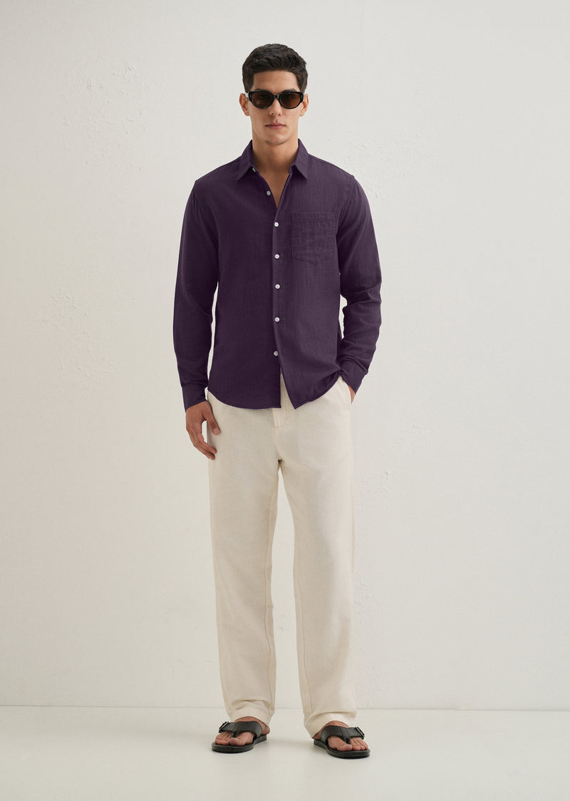 Purple Double Cloth Cotton Shirt