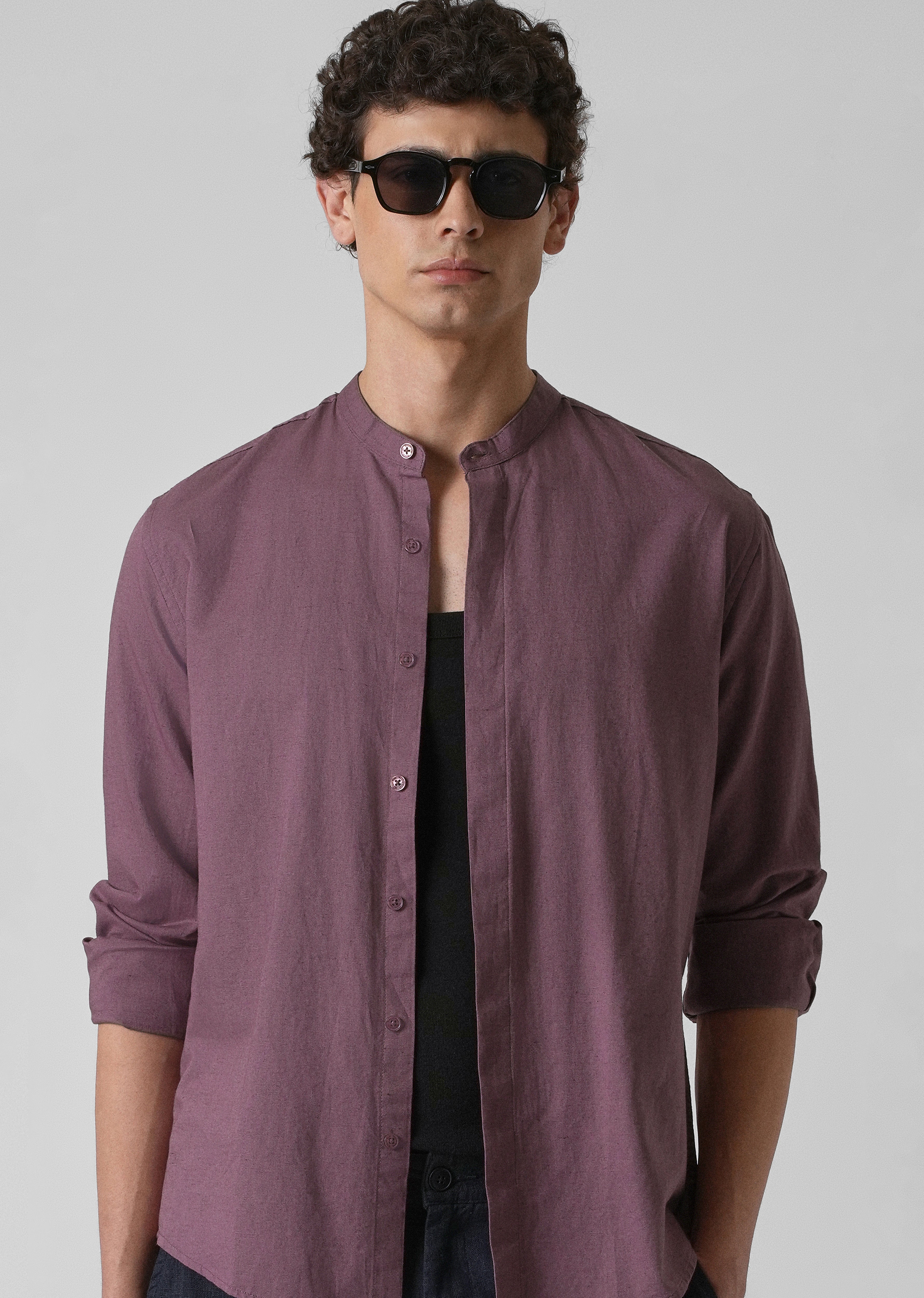 Purple Cotton Linen Shirt