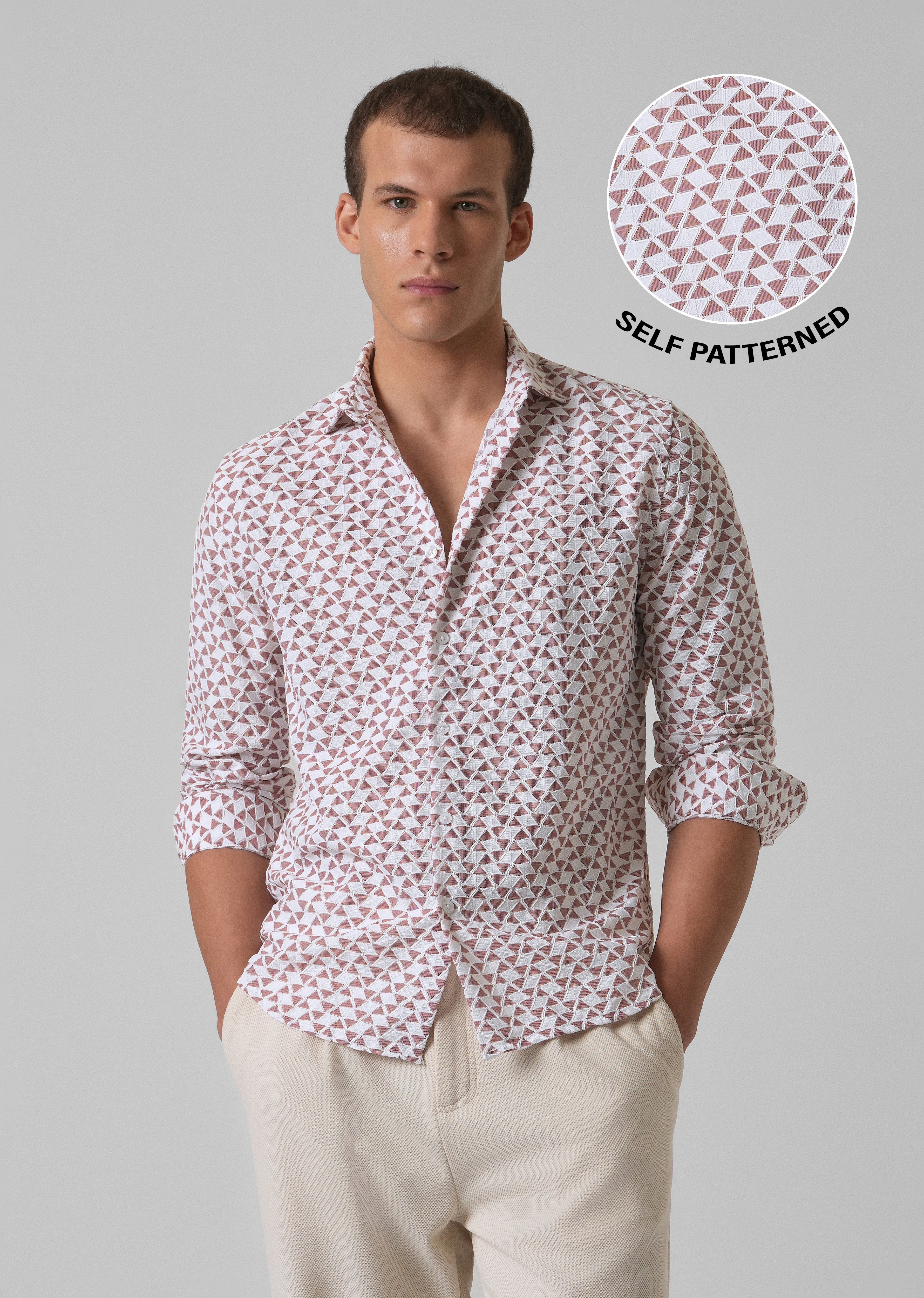 Red Self Pattern Shirt