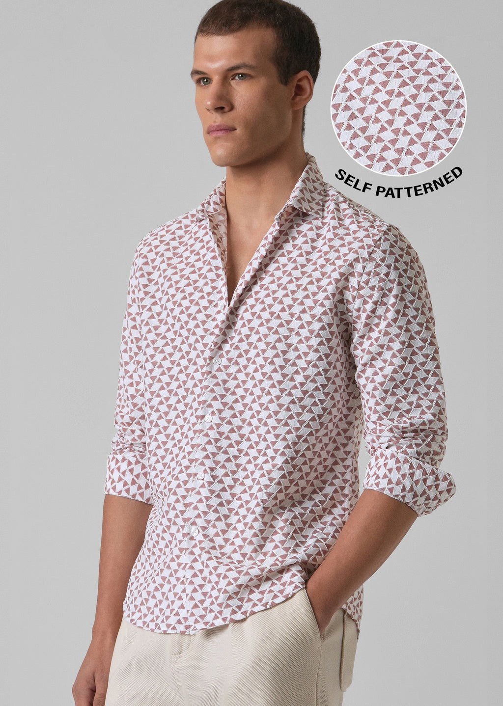 Red Self Pattern Shirt