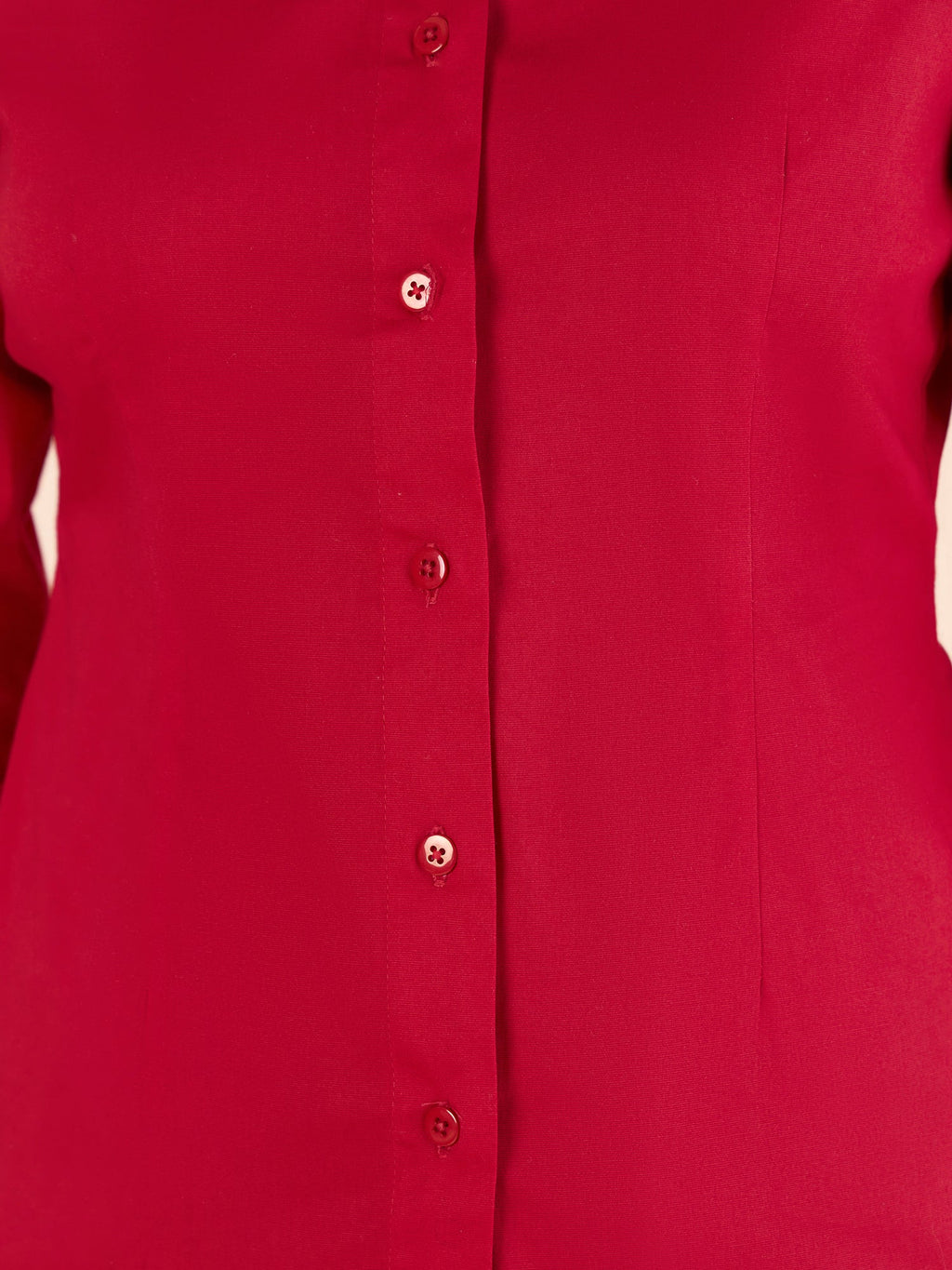 Red Cotton Blend Darted Slim- Fit Stretchable Shirt