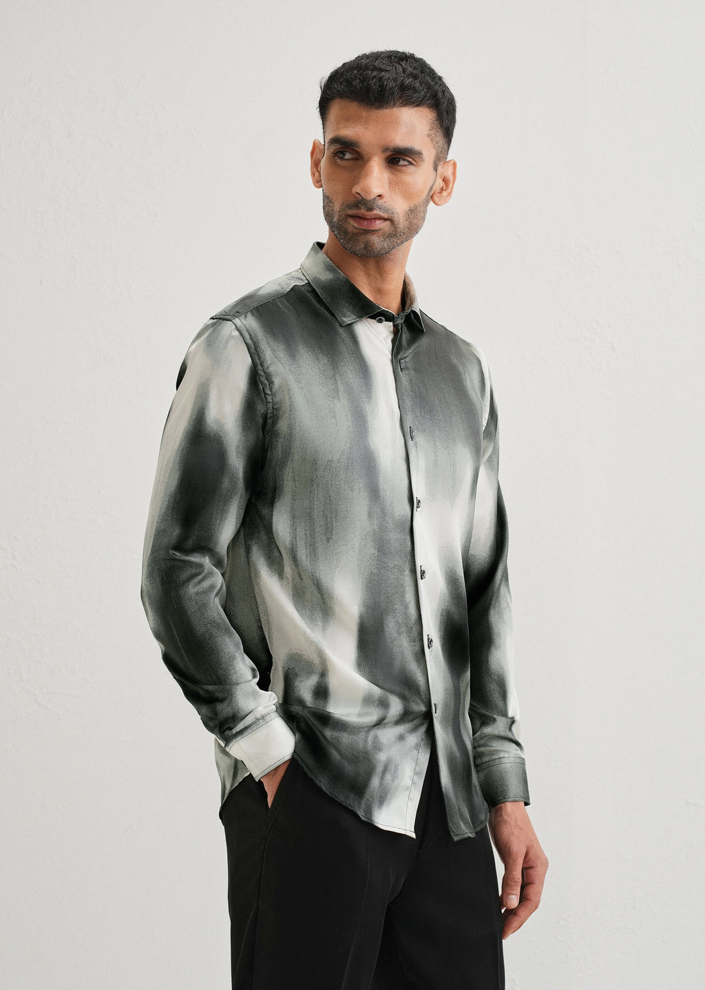 Sage Green Abstract Printed Shirt