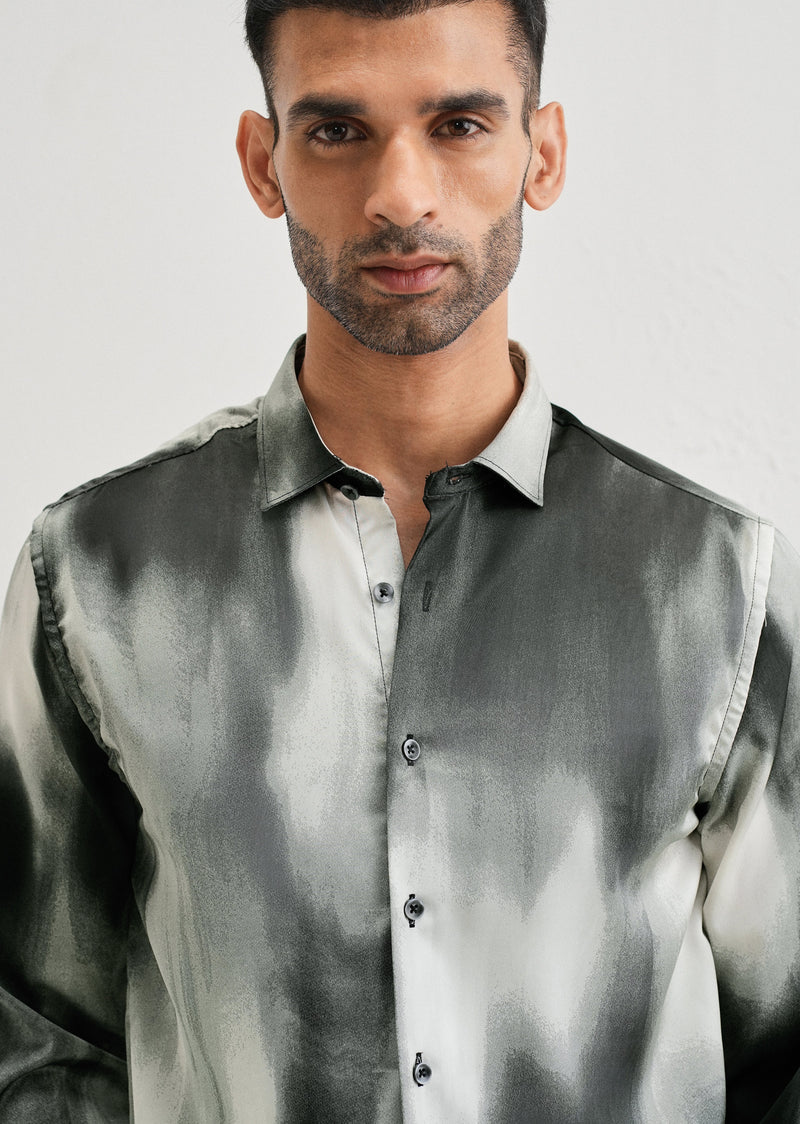 Sage Green Abstract Printed Shirt