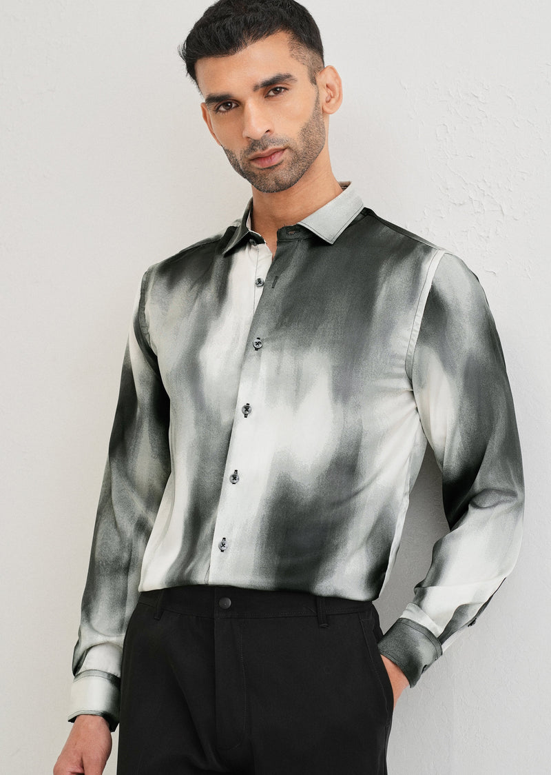 Sage Green Abstract Printed Shirt