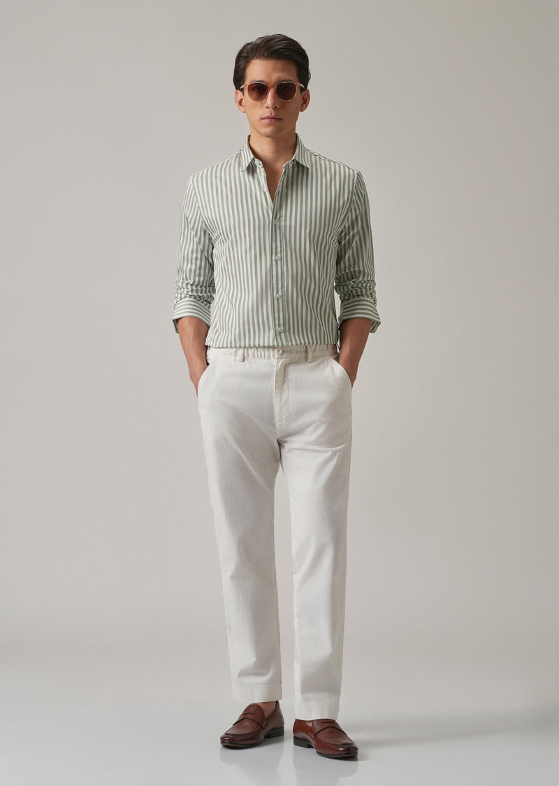 Sage Green Satin Pin Stripe Shirt