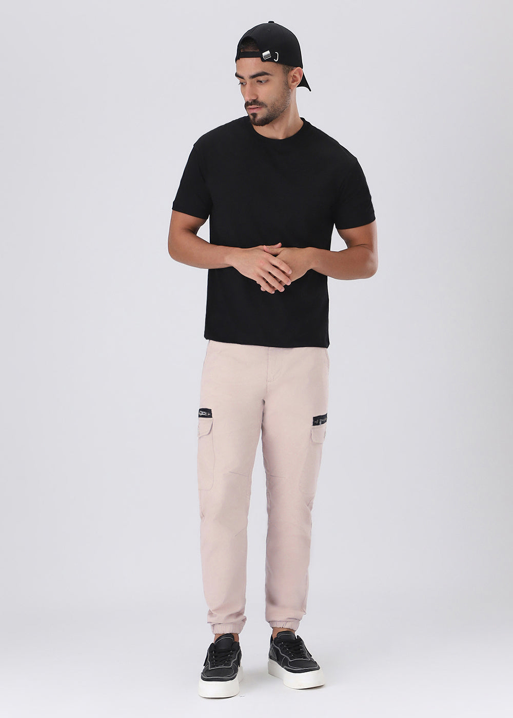 Sand Pink Elasticated Cargo Pant