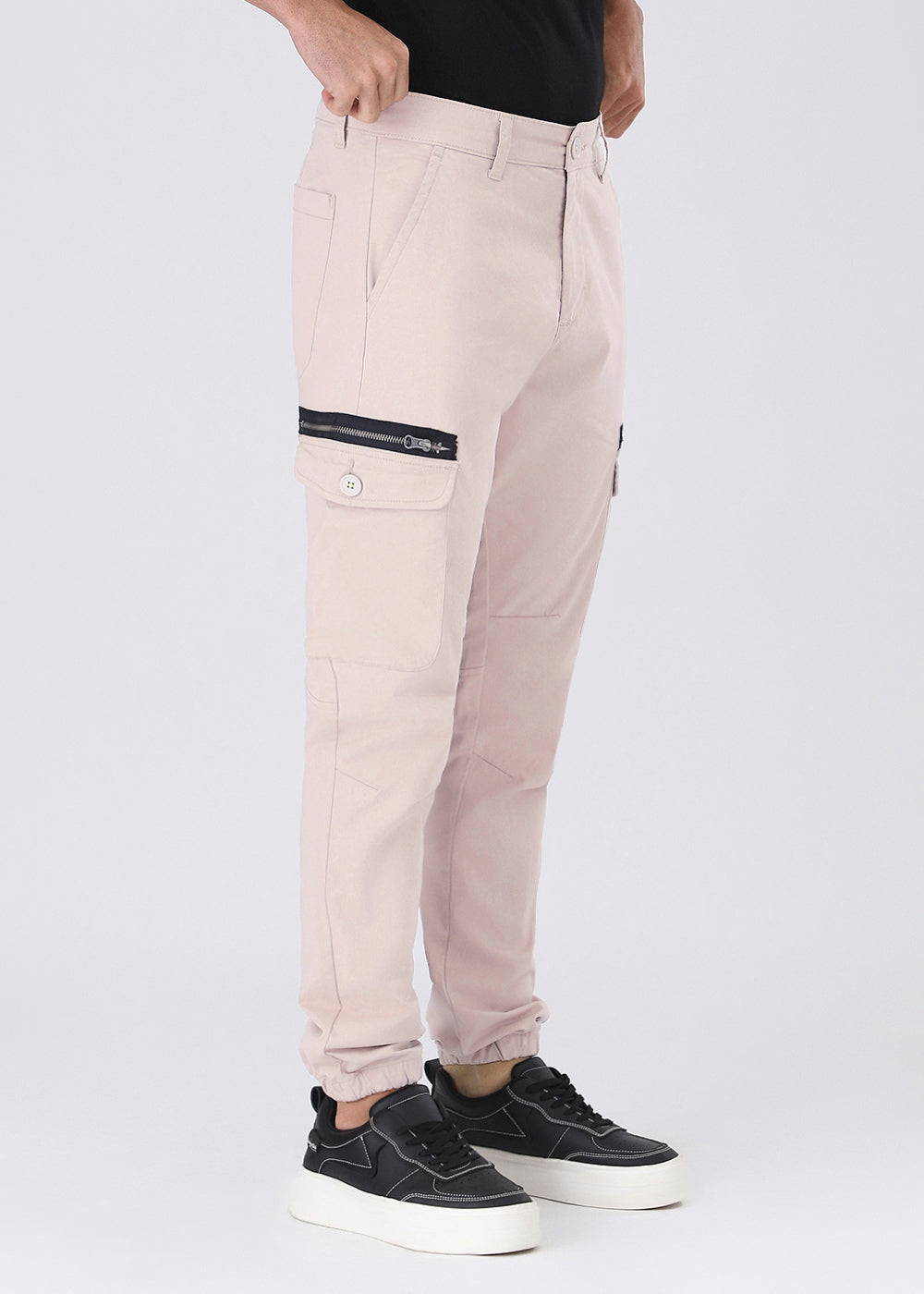 Sand Pink Elasticated Cargo Pant