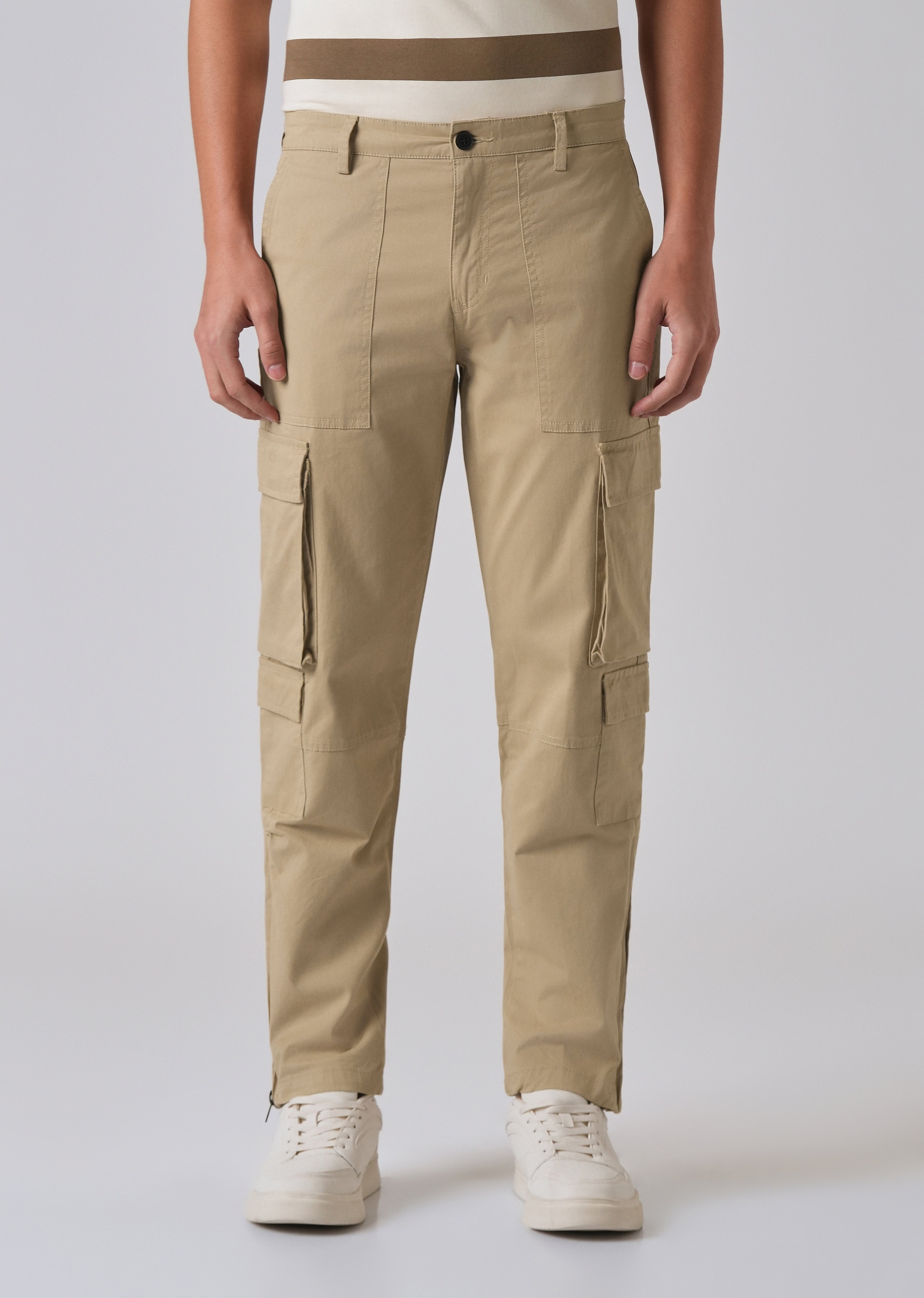 Sepia Brown Zipper Cargo Pant