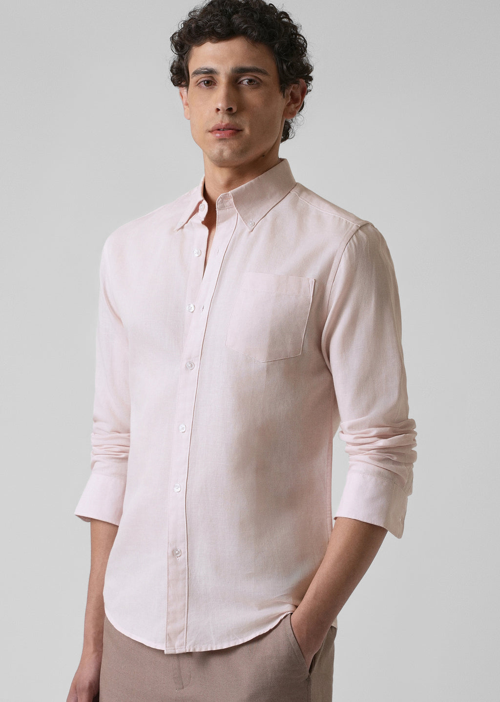 Soft Pink Cotton Linen Shirt