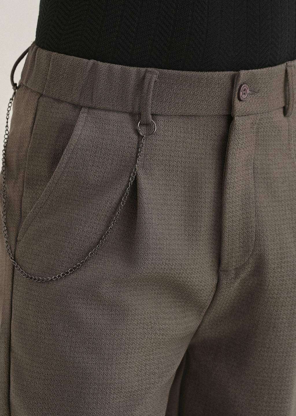 Stone Grey Textured Korean Pant