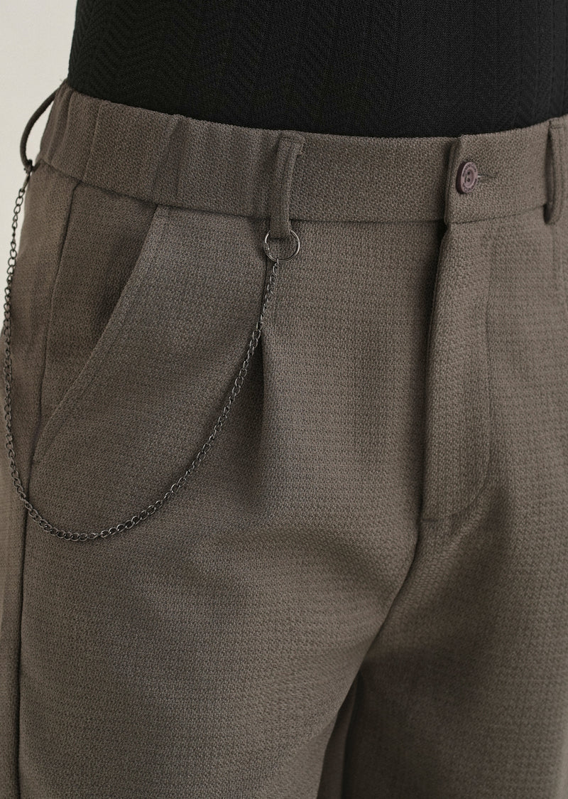 Stone Grey Textured Korean Pant