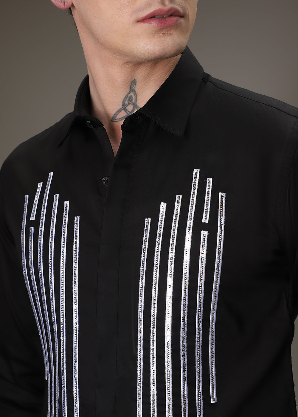 Black Symmetry Striped Designer Shirt