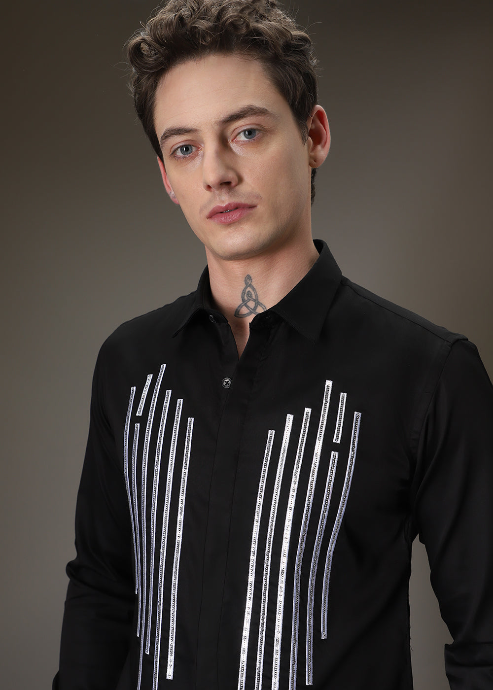 Black Symmetry Striped Designer Shirt