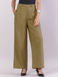 Earthy Yellow High-Waisted Wide-Leg Trousers