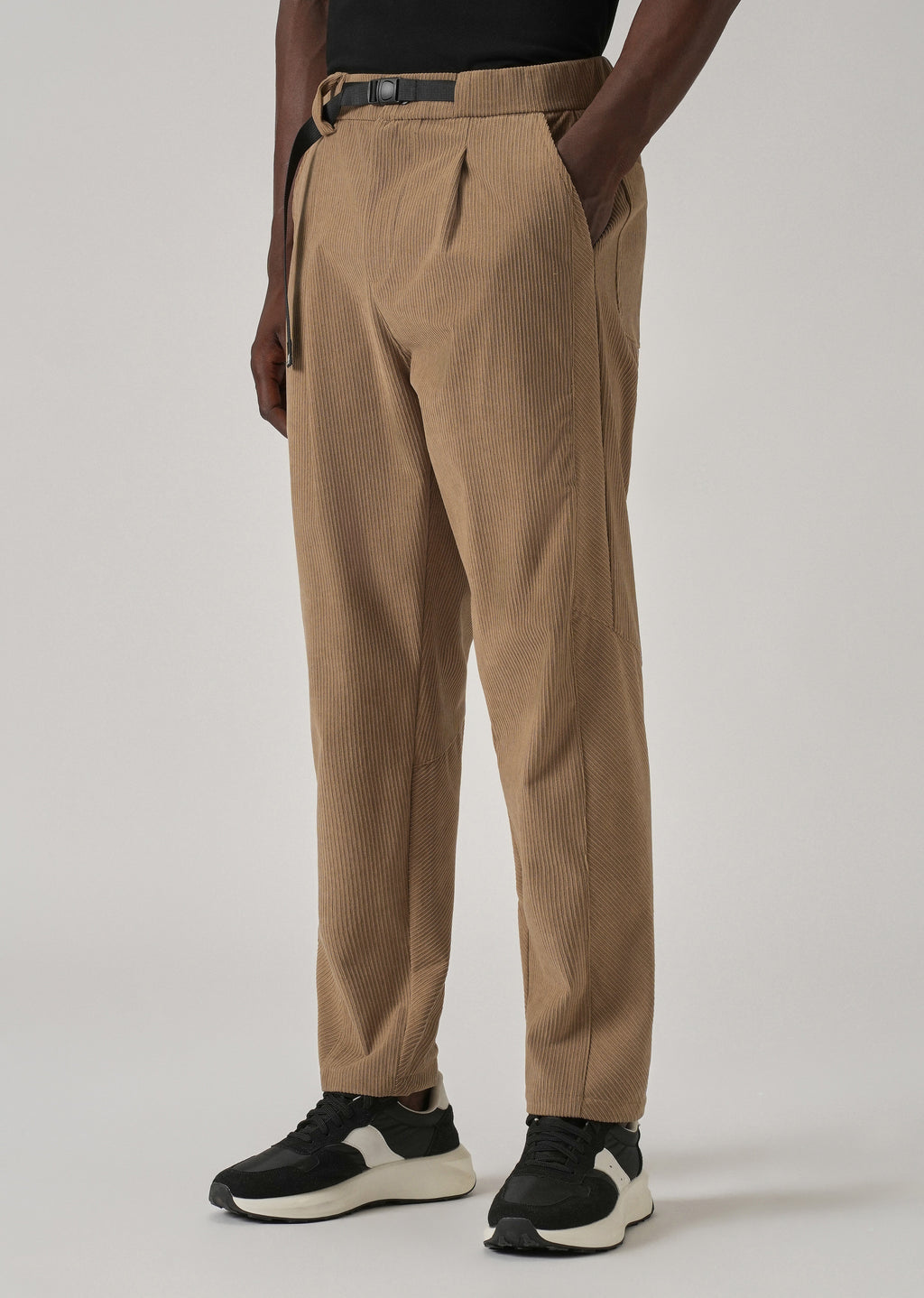 Tan Corduroy Belted Pant