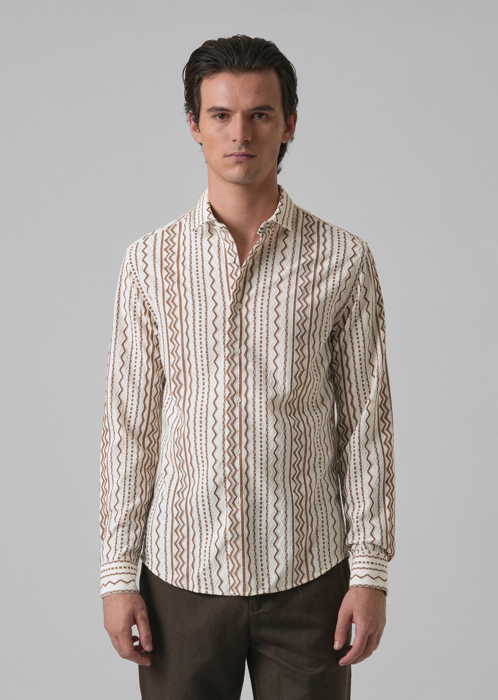 Tan Self Pattern Shirt