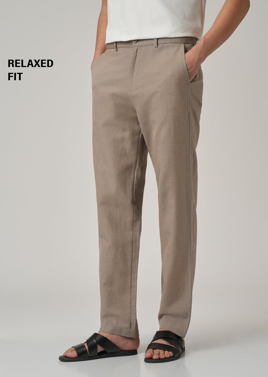 Tan Linen Relaxed Fit Trouser