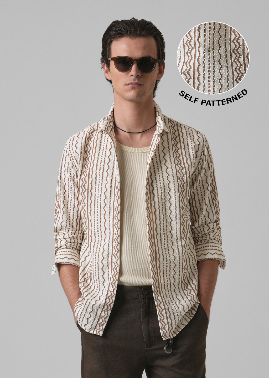 Tan Self Pattern Shirt