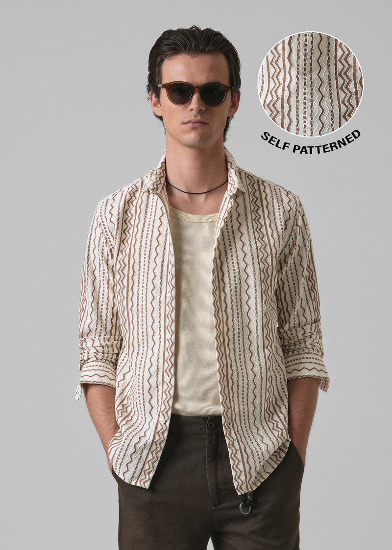 Tan Self Pattern Shirt