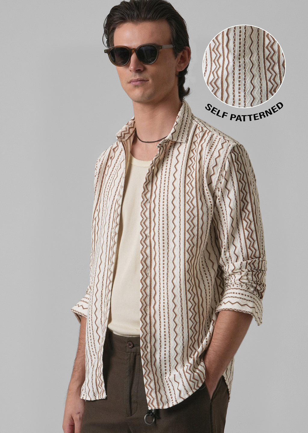 Tan Self Pattern Shirt