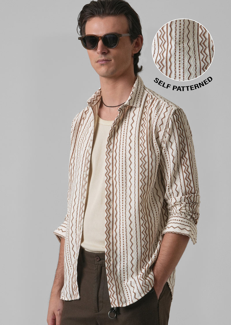 Tan Self Pattern Shirt