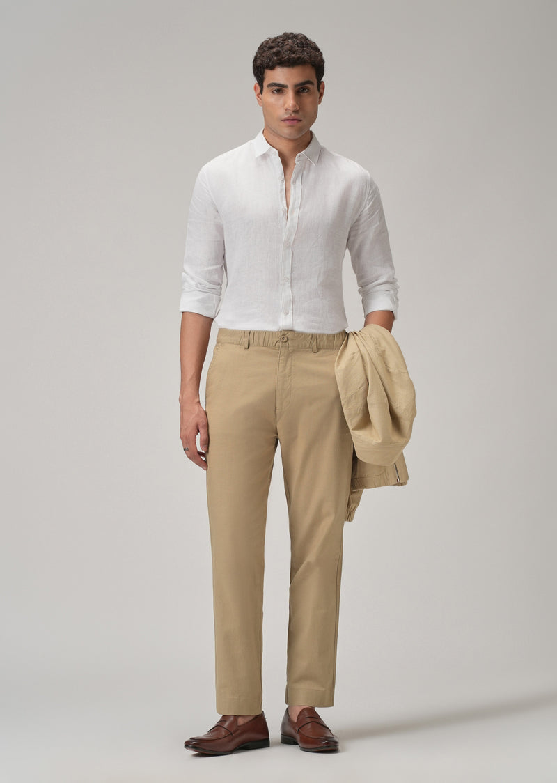 Taupe Beige Cotton Trouser