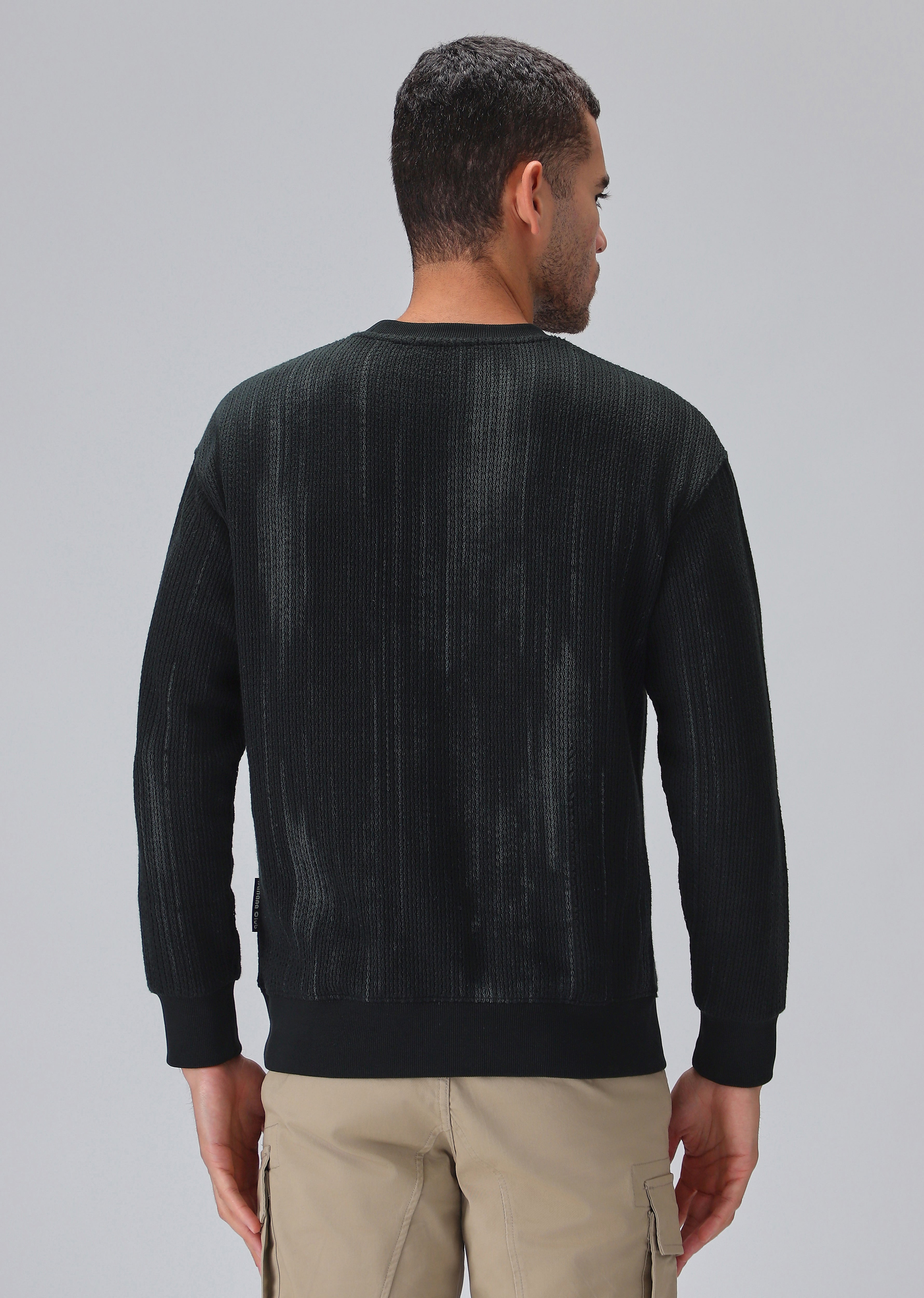 Textured Knit Grey Sweatshirt