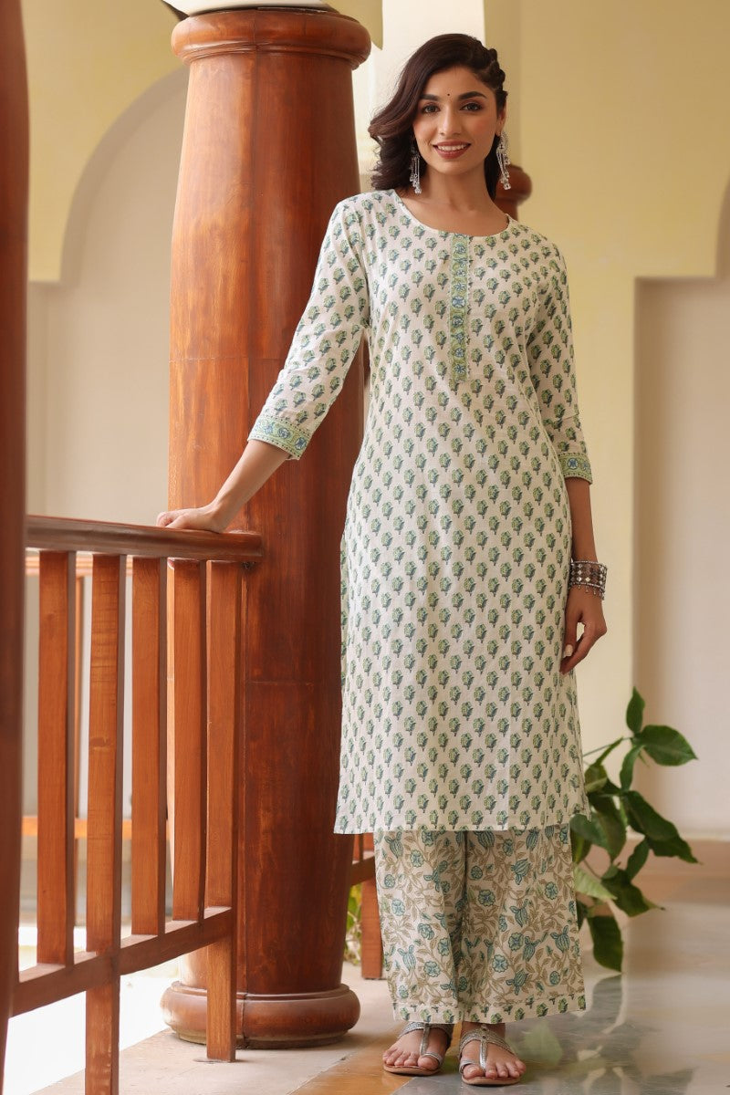 Off White Rayon Blend Gotta Patti Kurta Set - Off White