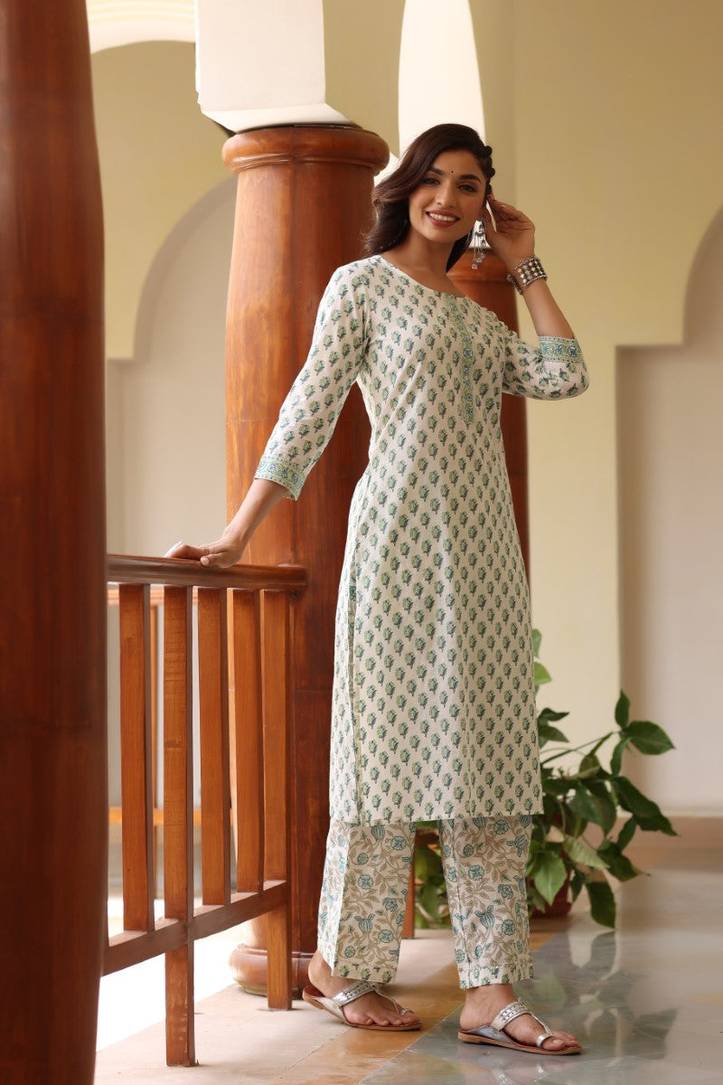 Off White Rayon Blend Gotta Patti Kurta Set - Off White