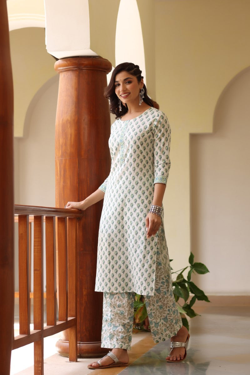 Off White Rayon Blend Gotta Patti Kurta Set - Off White