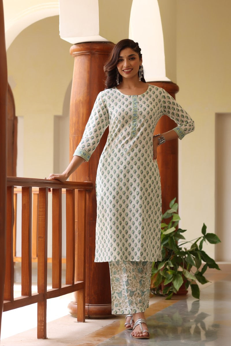 Off White Rayon Blend Gotta Patti Kurta Set - Off White